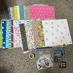 Colorful Scrapbook Paper and Sticker Set